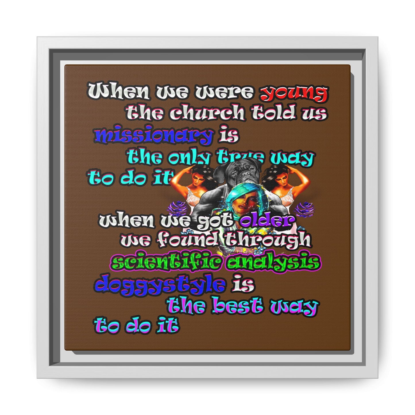 doggystyle - framed canvas art (brown)