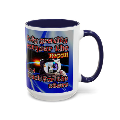 defy conquer reach - Accent Mug (blue-white wave)