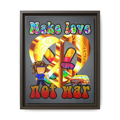 love peace - framed canvas art (grey-light grey)