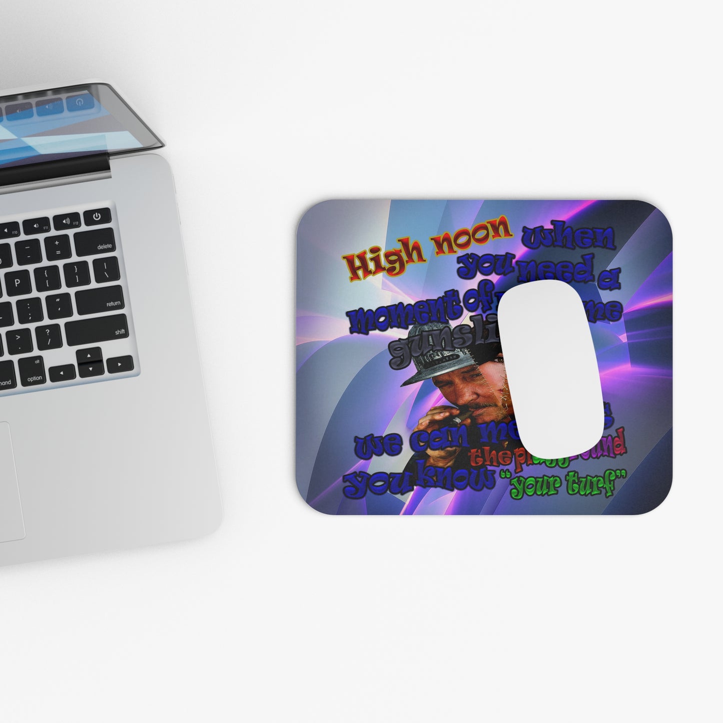 high noon - Mouse Pad (Rectangle) (grey-pink wave)
