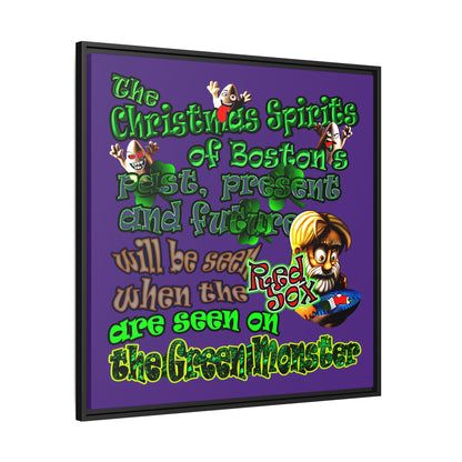 christmas spirits of boston - framed canvas art (purple)