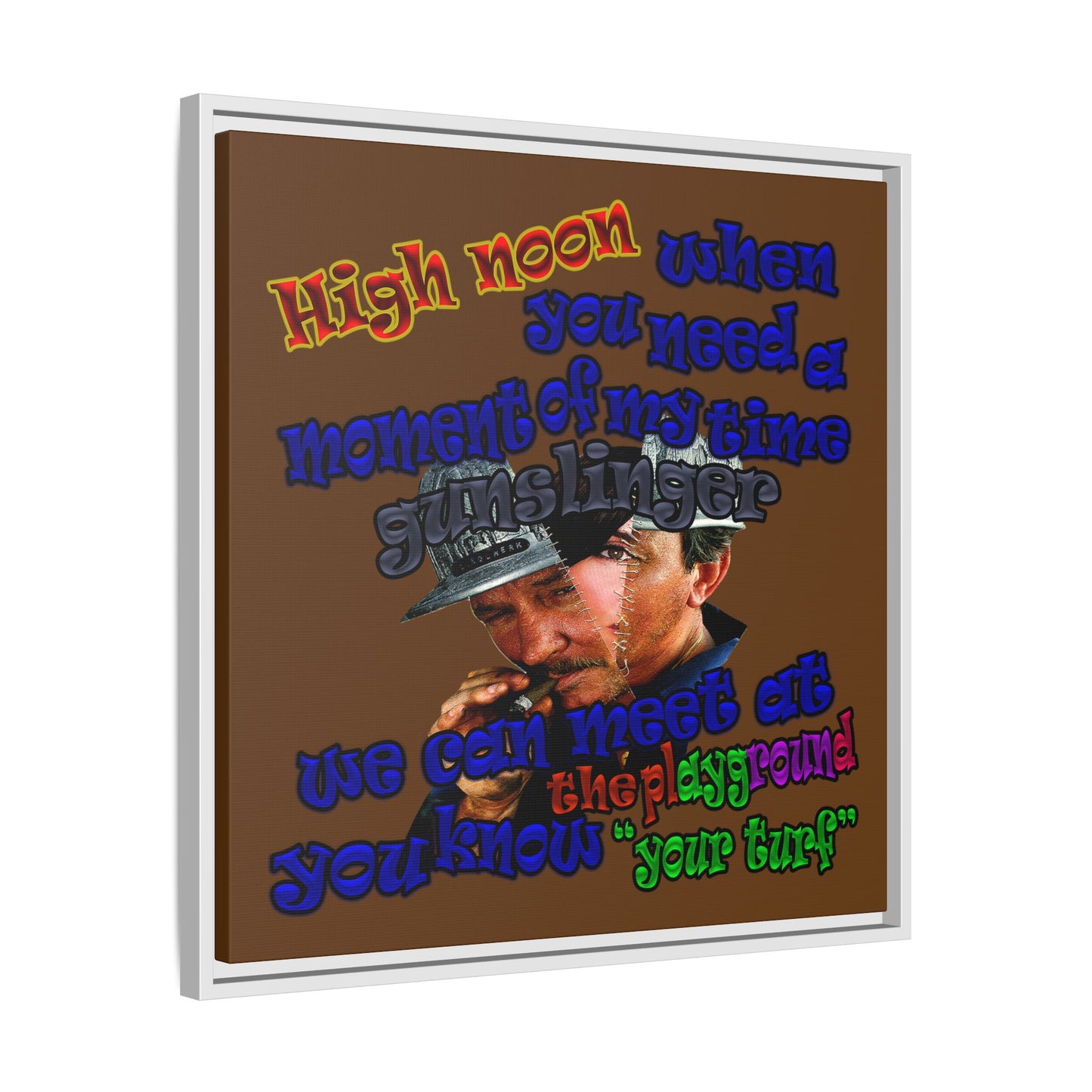 high noon - framed canvas art (brown)