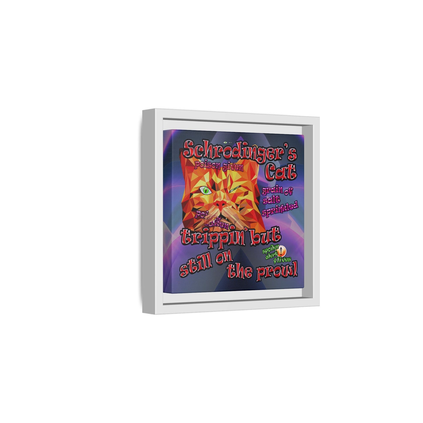 schrodinger's cat - framed canvas art (grey-pink wave)