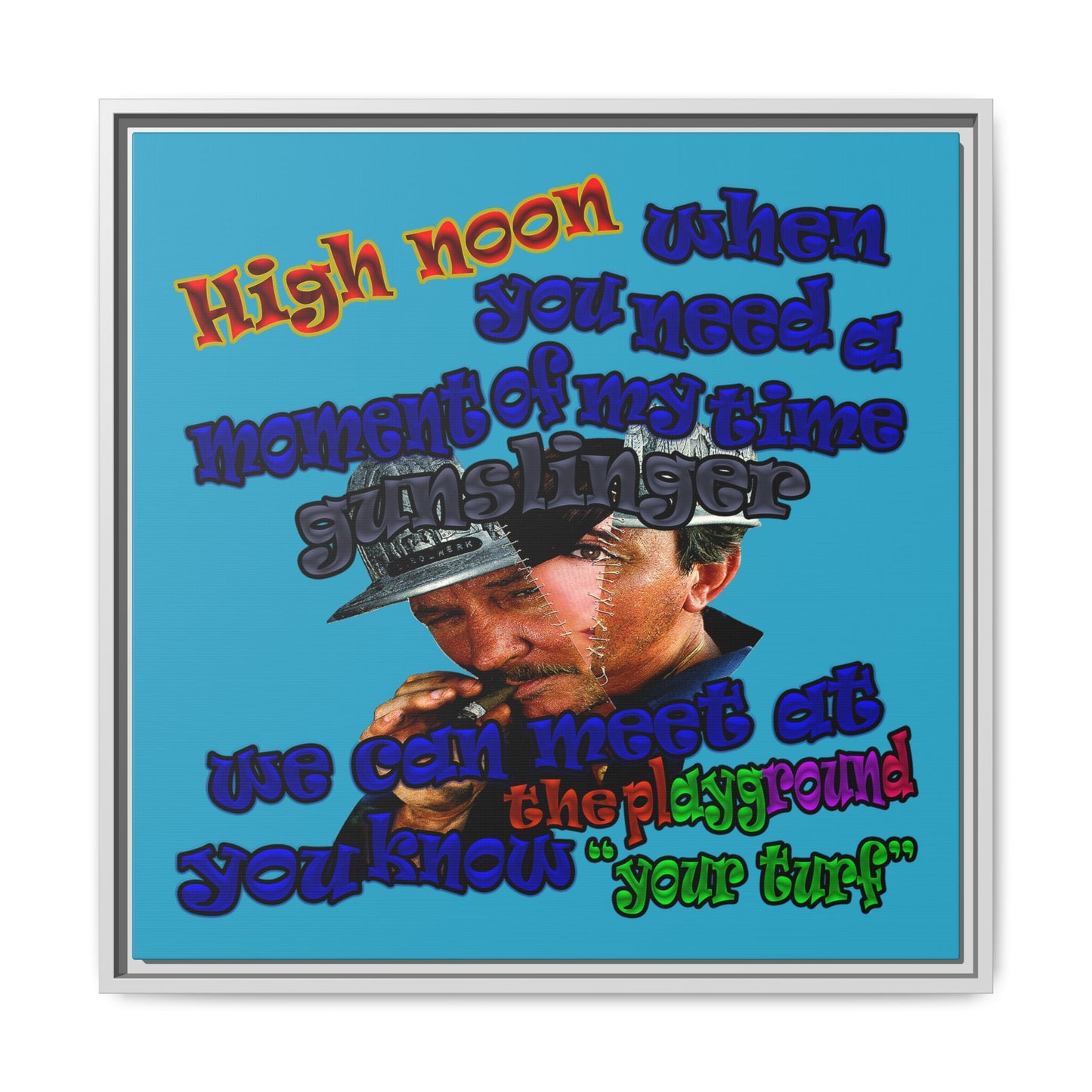high noon - framed canvas art (turquoise)