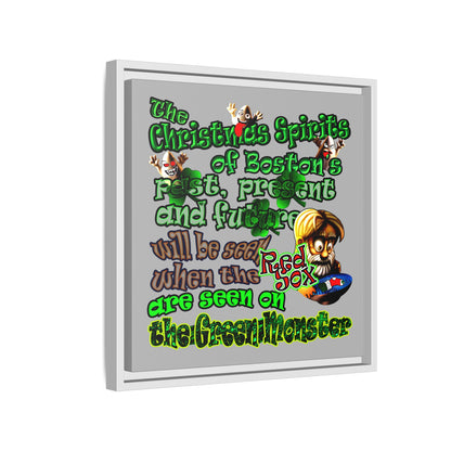 christmas spirits of boston - framed canvas art (light grey)