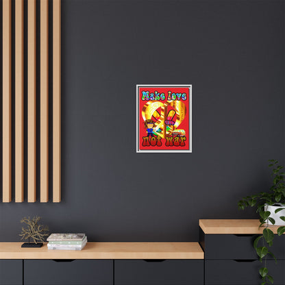 love peace - framed canvas art (red)