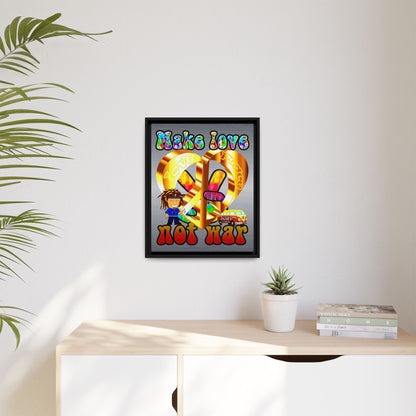 love peace - framed canvas art (brushed nickel)