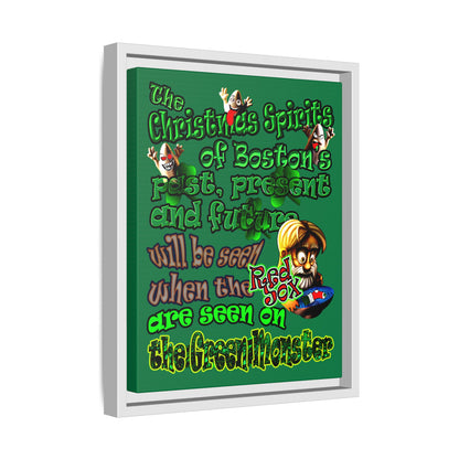 christmas spirits of boston - framed canvas art (dark green)