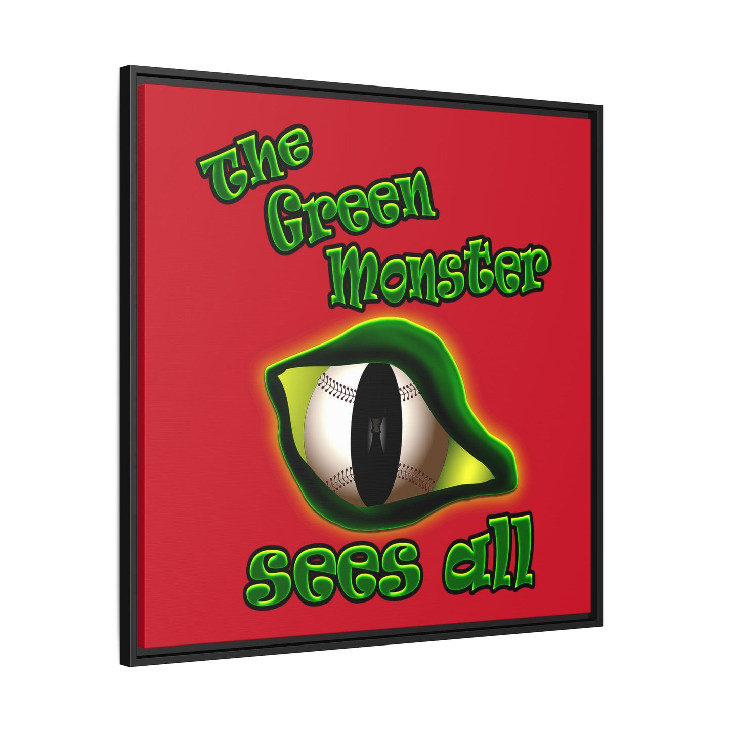 green monster - framed canvas art (dark red)