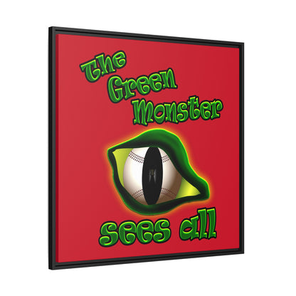 green monster - framed canvas art (dark red)