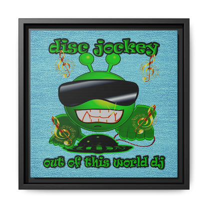 disc jockey - framed canvas art (faded blue)