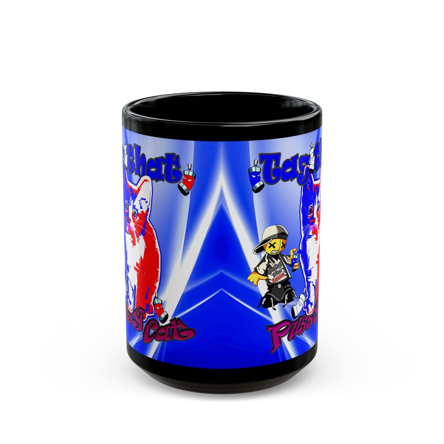 tag that - Black Mug (blue-white wave)