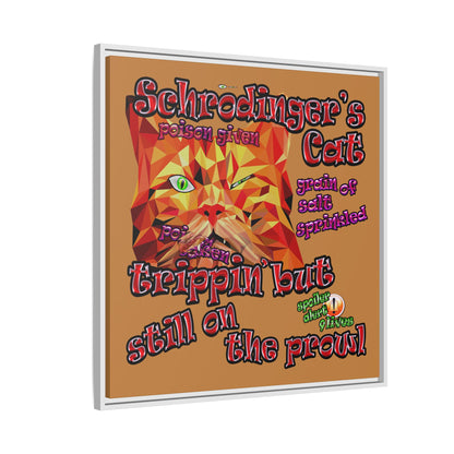 schrodinger's cat - framed canvas art (light brown)