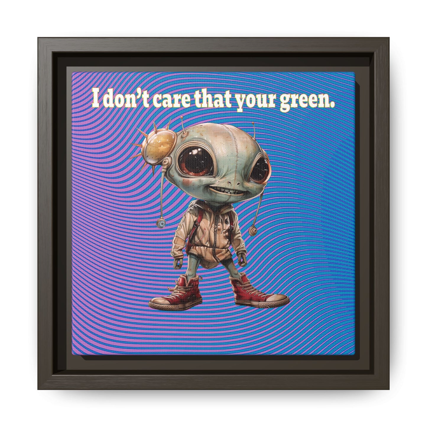 I don't care that your green - framed canvas art (light blue-purple wave)
