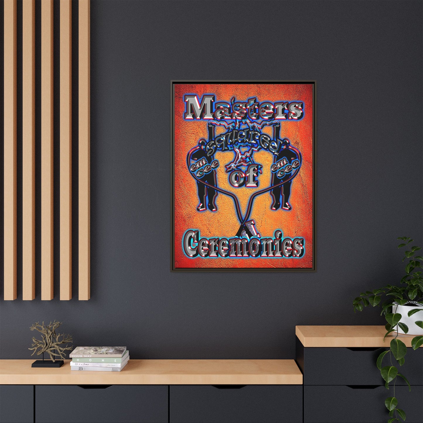 em cee squared - framed canvas art (burnt orange)