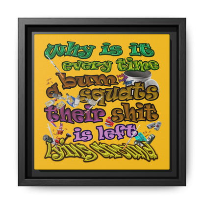 the bum's shit - framed canvas art (yellow)