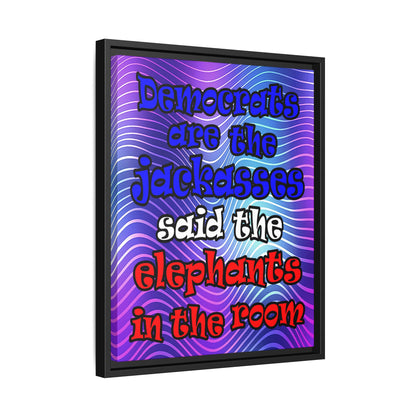donkeys and elephants - framed canvas art (purple wave)
