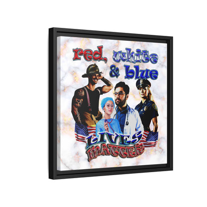 rw&b lives matter - framed canvas art (white marble)