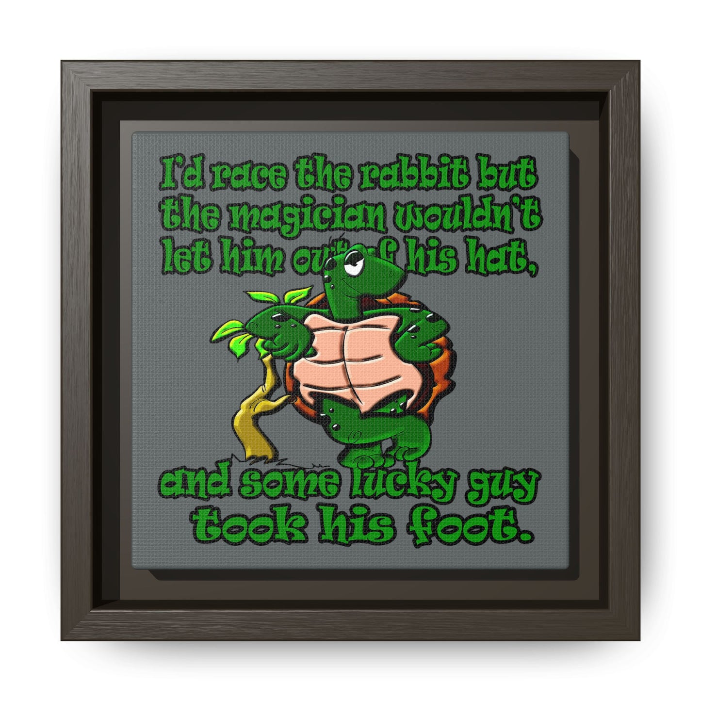 turtle race - framed canvas art (dark grey)