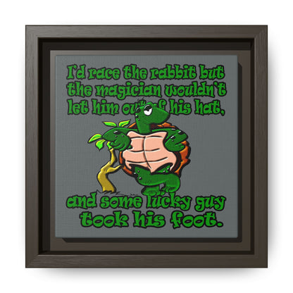 turtle race - framed canvas art (dark grey)