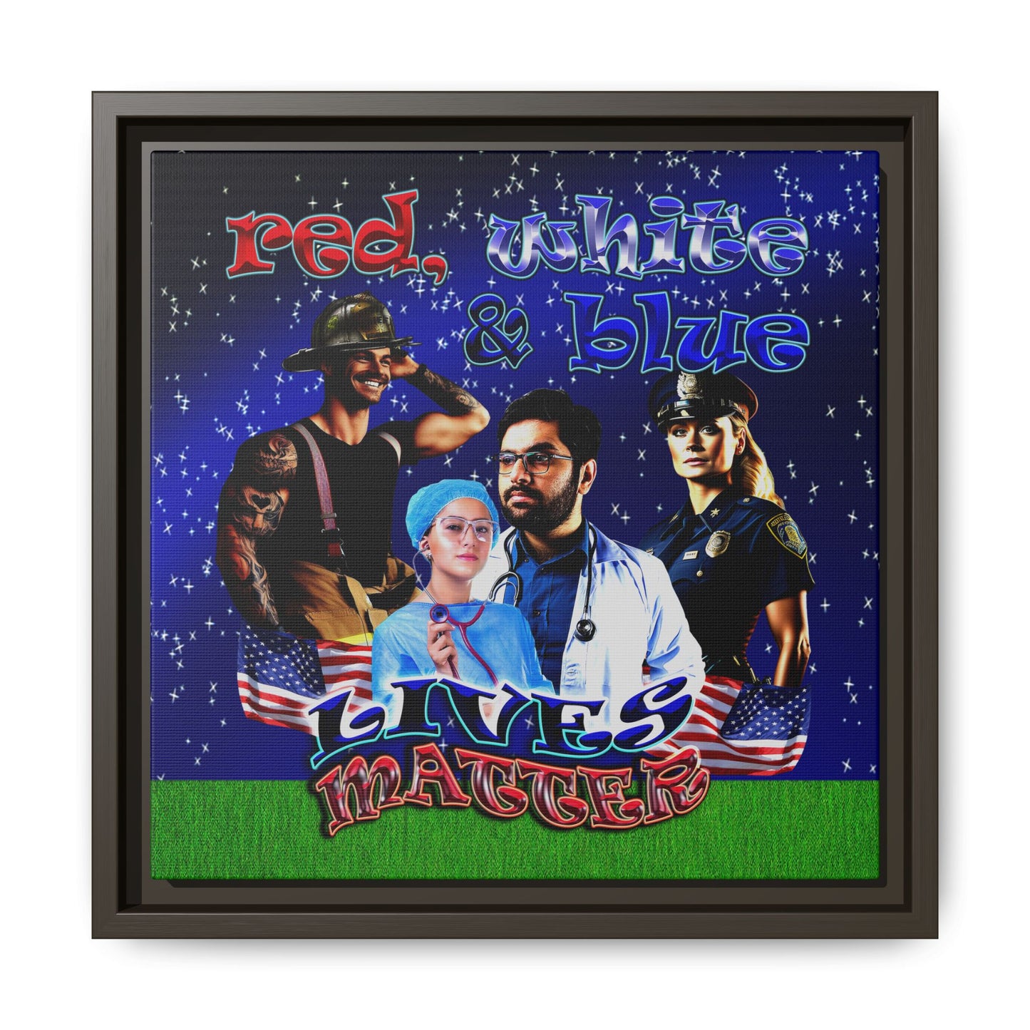 rw&b lives matter - framed canvas art ('snoops' background)