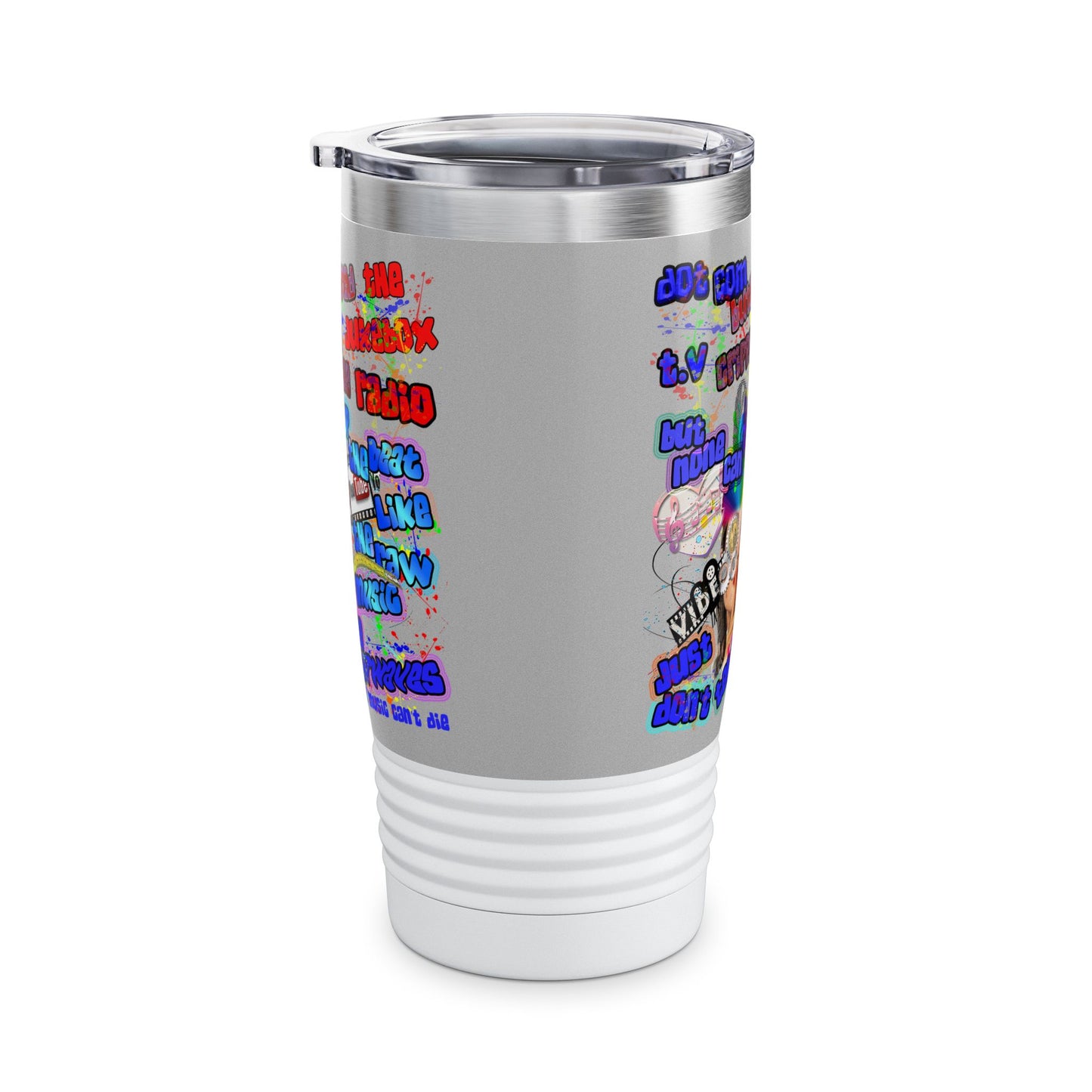 drop the beat - Ringneck Tumbler, 20oz (light grey)