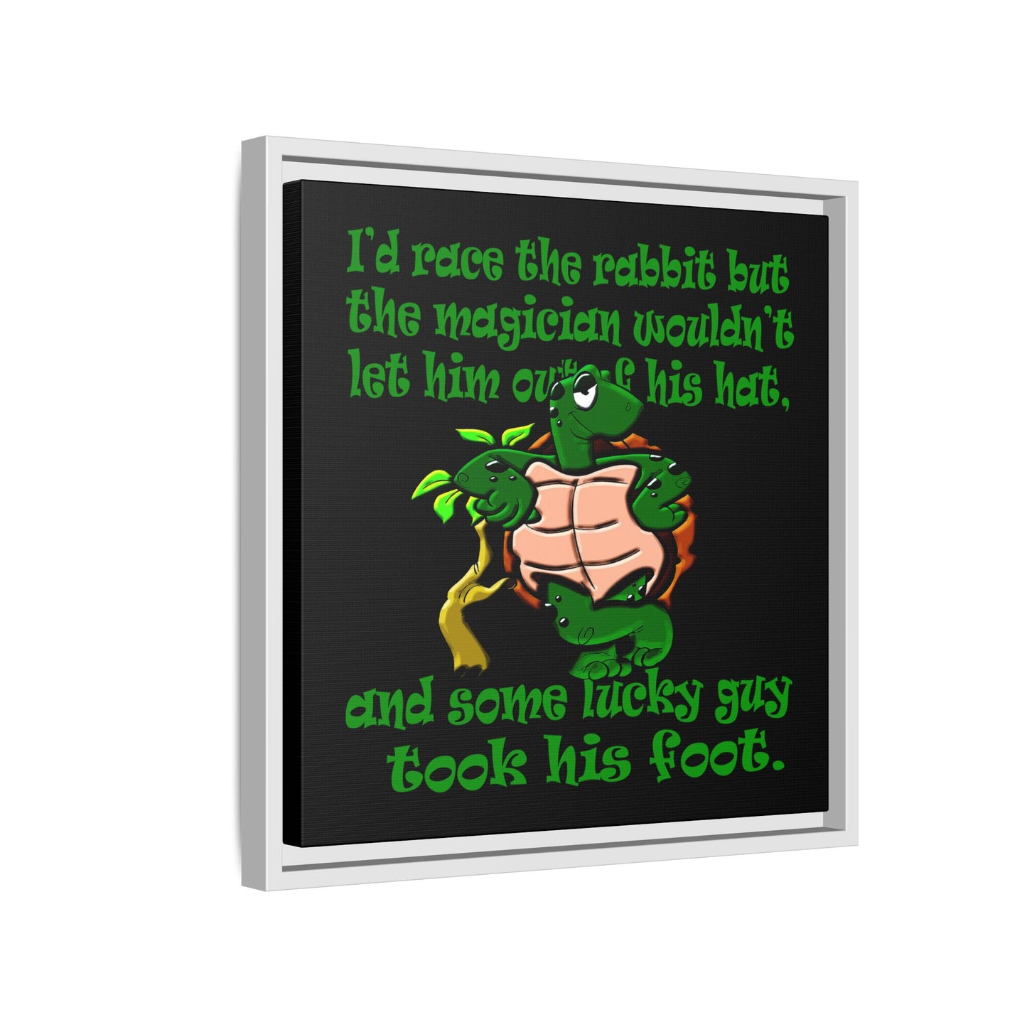 turtle race - framed canvas art (black)