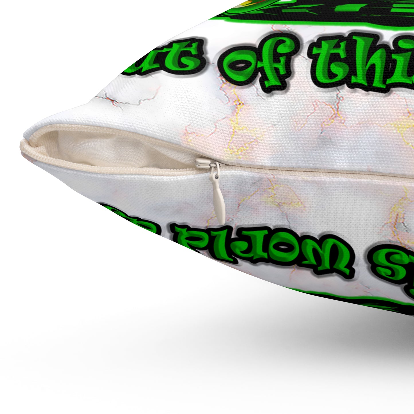 disc jockey - Spun Polyester Square Pillow - (white marble)