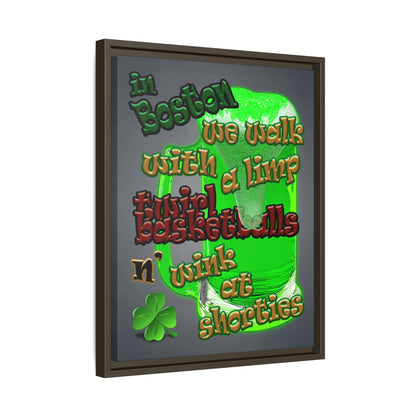 celtics logo - framed canvas art (grey-light grey)