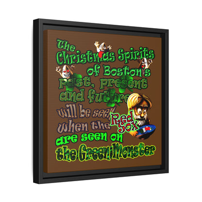 christmas spirits of boston - framed canvas art (brown)