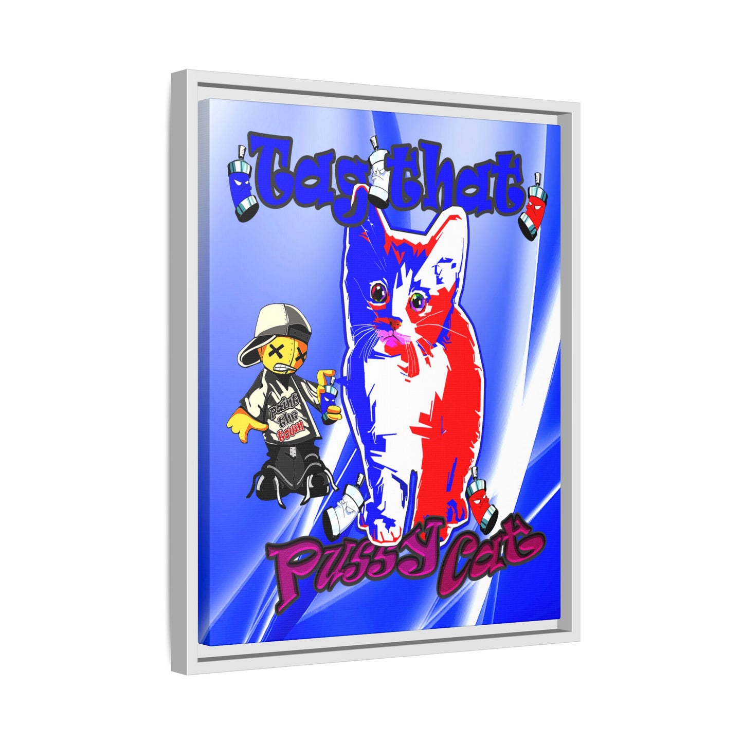tag that - framed canvas art (blue-white wave)