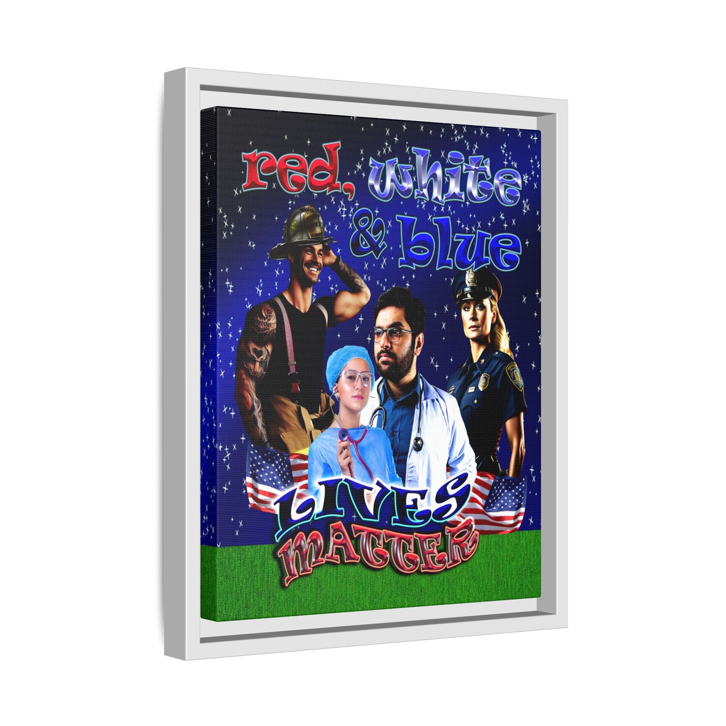 rw&b lives matter - framed canvas art ('snoops' background)
