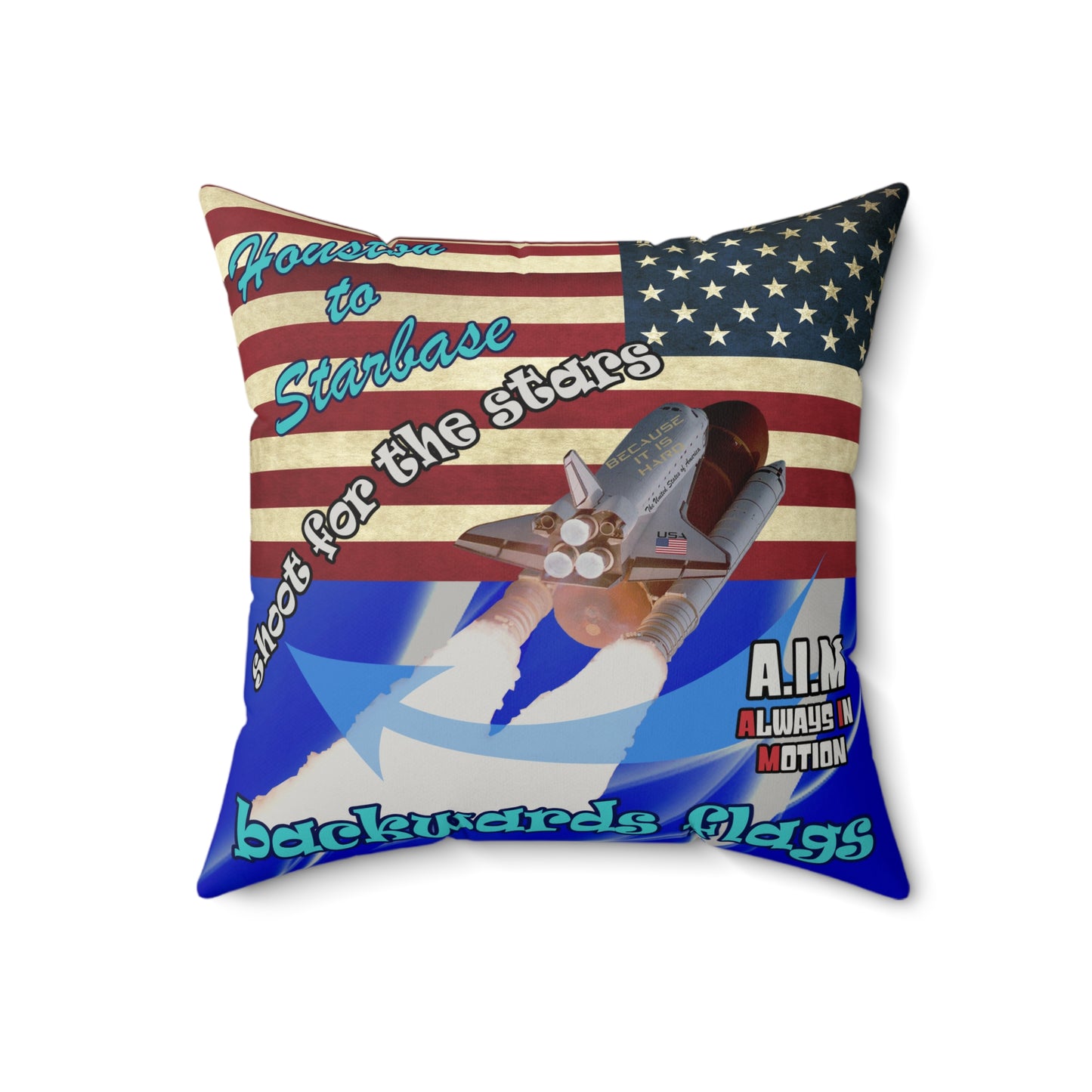 shoot for the stars - Faux Suede Square Pillow - (blue-white wave)