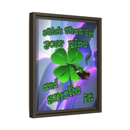stick that in your pipe and smoke it - framed canvas art (grey-pink wave)