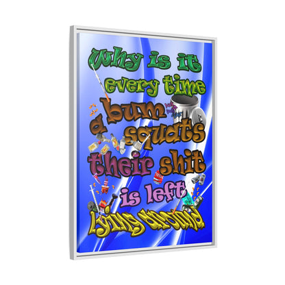 the bum's shit - framed canvas art (blue-white wave)