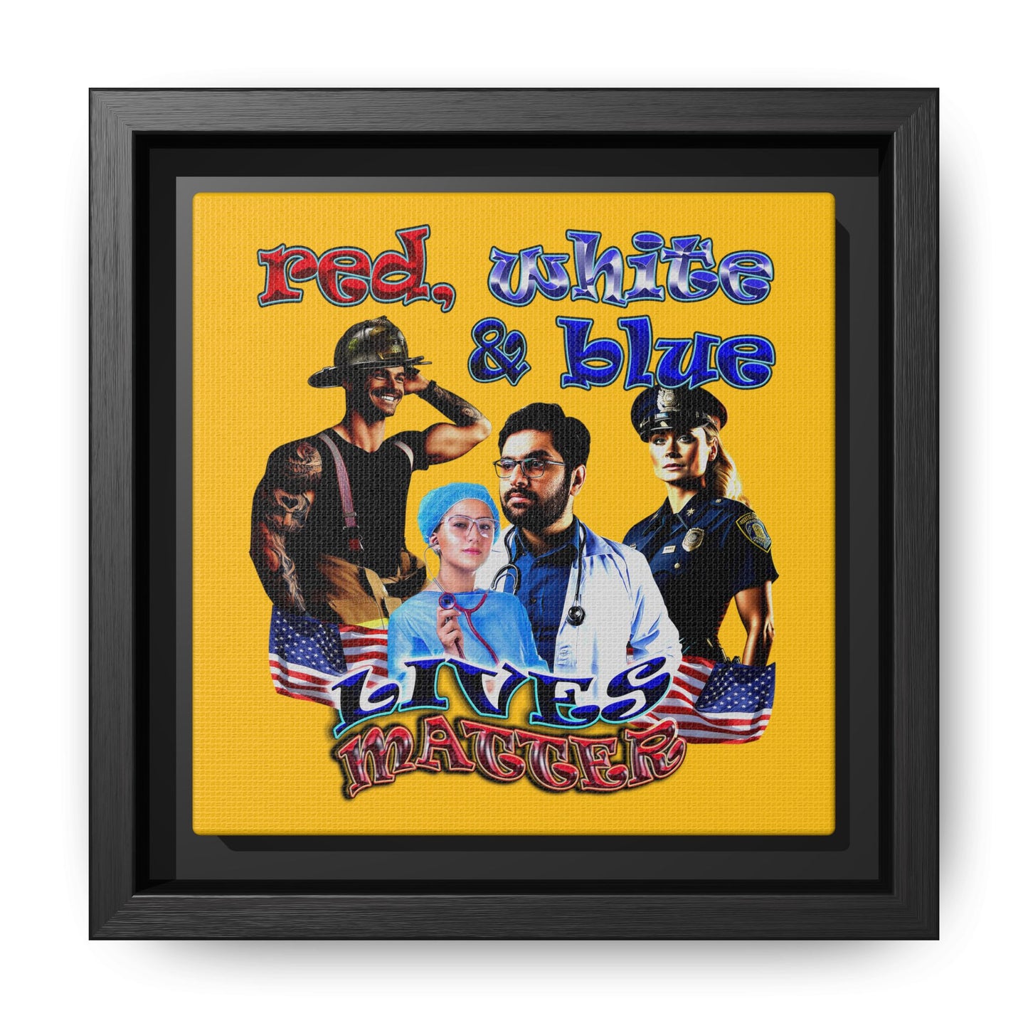 rw&b lives matter - framed canvas art (yellow)