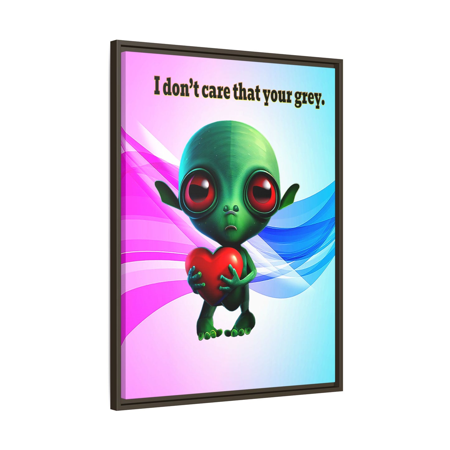 I don't care that your grey - framed canvas art (light blue-pink wave)