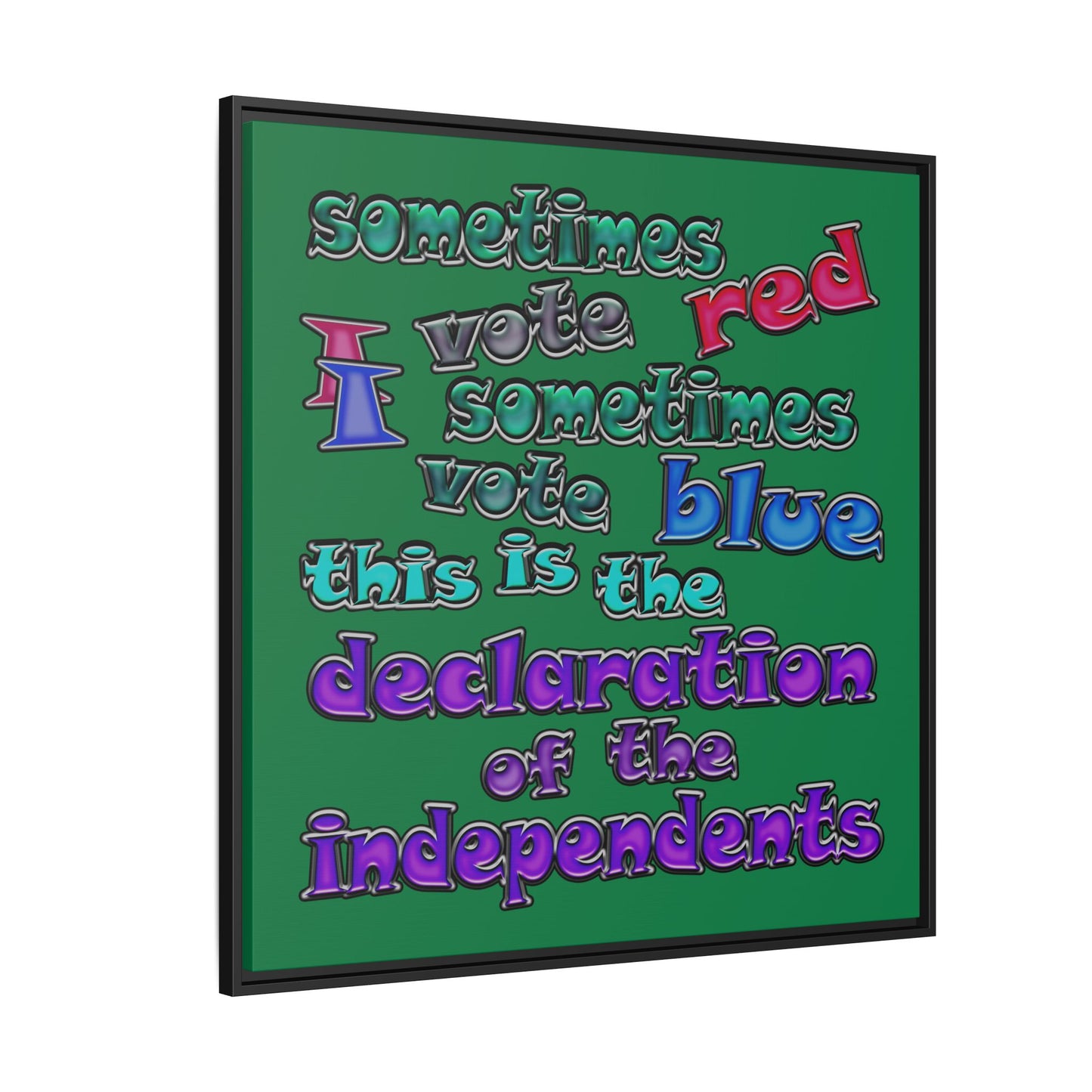 declaration of the independents - framed canvas art (dark green)