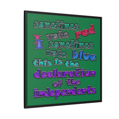 declaration of the independents - framed canvas art (dark green)