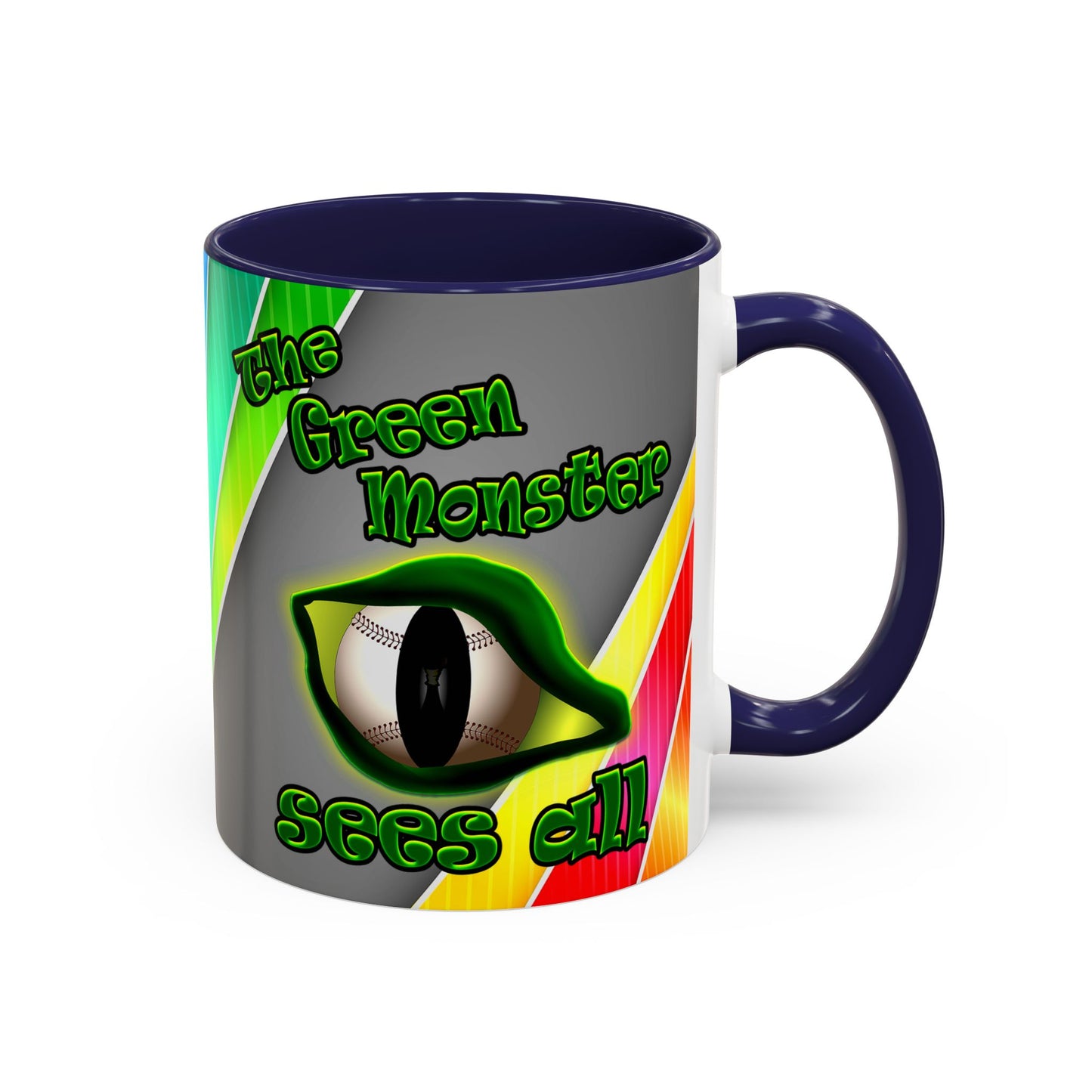 green monster - Accent Mug (rainbow split)