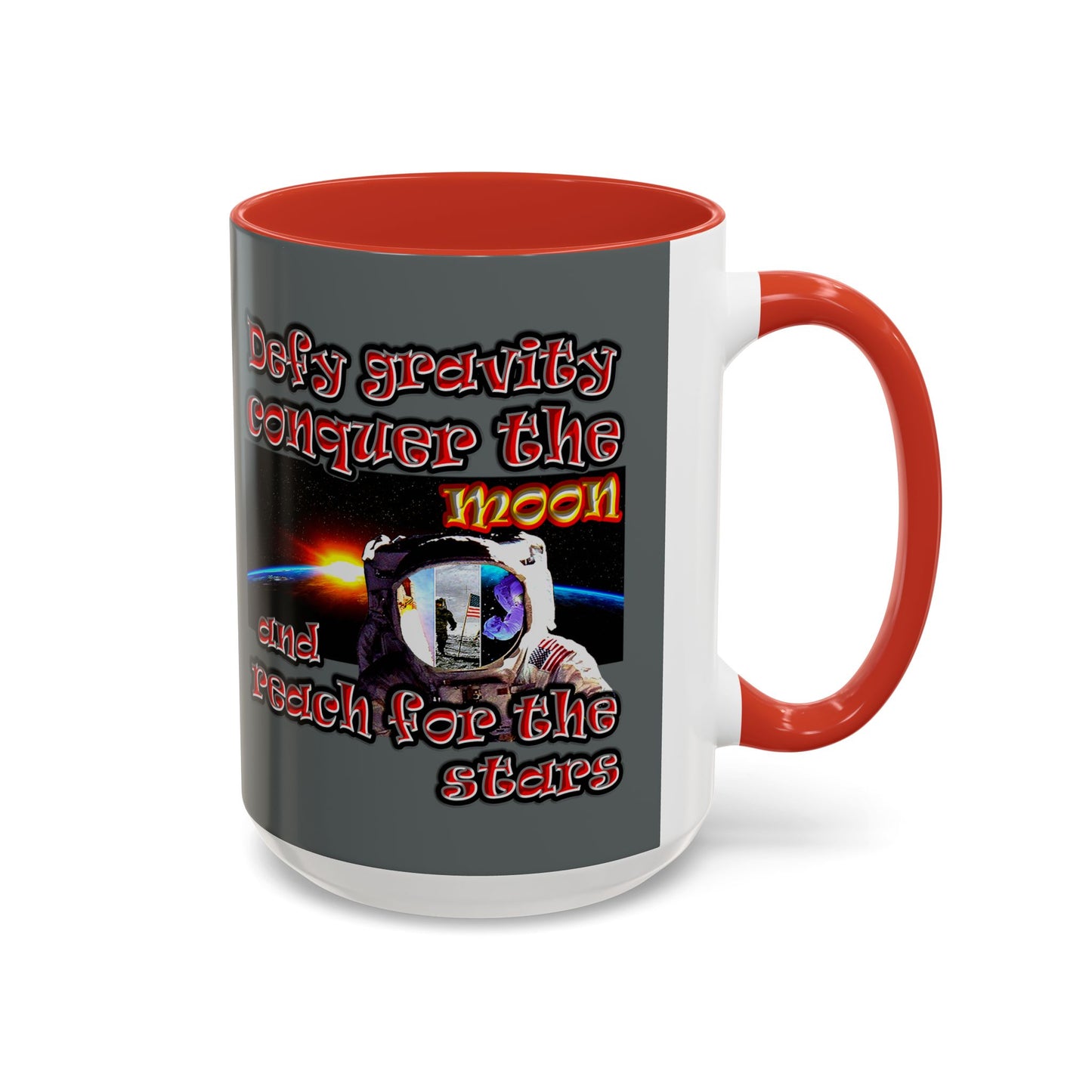 defy conquer reach - Accent Mug (dark grey)