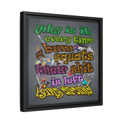 the bum's shit - framed canvas art (grey-light grey)