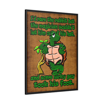 turtle race - framed canvas art (brown papyrus)
