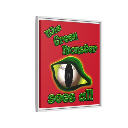 green monster - framed canvas art (dark red)