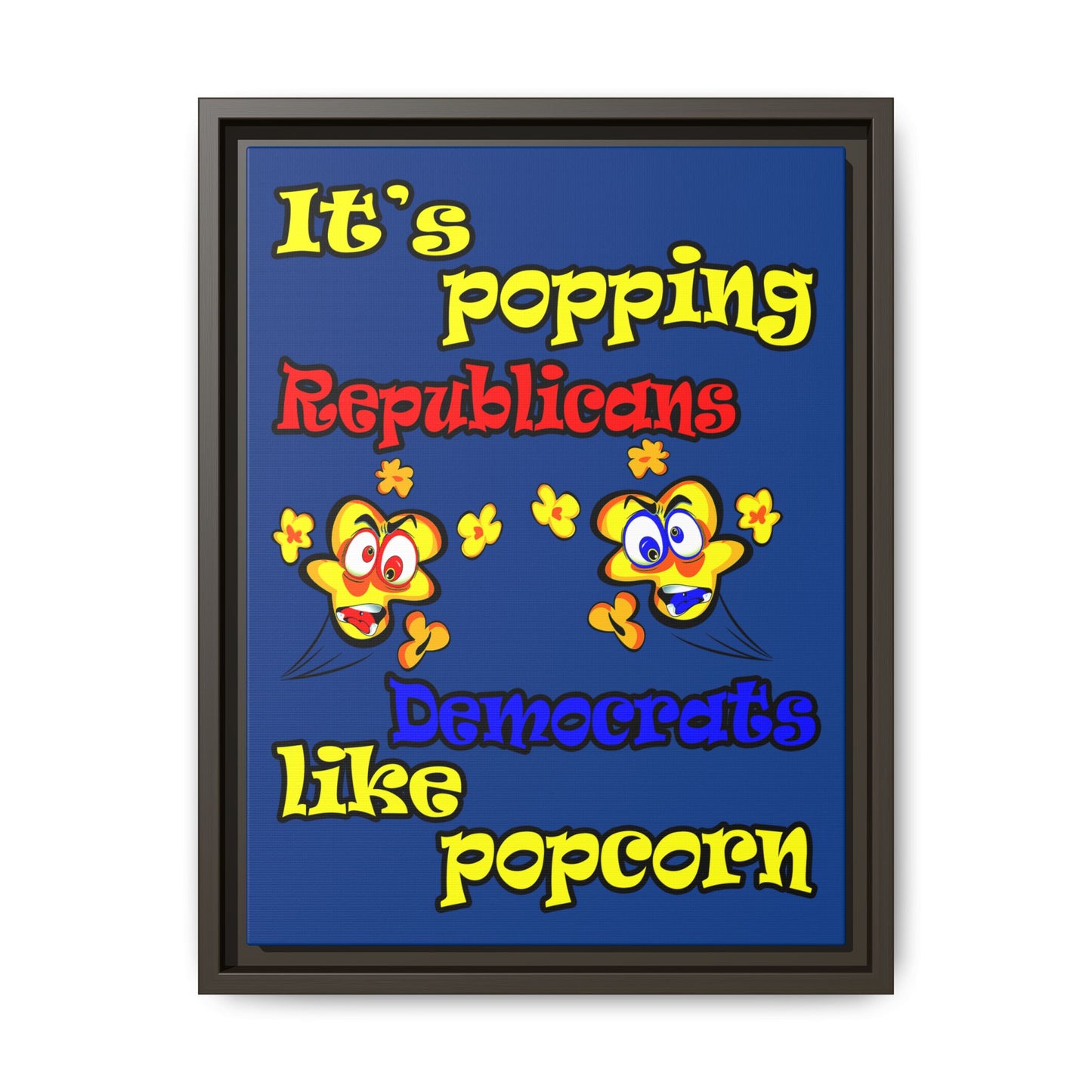 popping like popcorn - framed canvas art (dark blue)