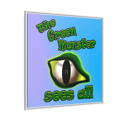 green monster - framed canvas art (light blue-purple wave)
