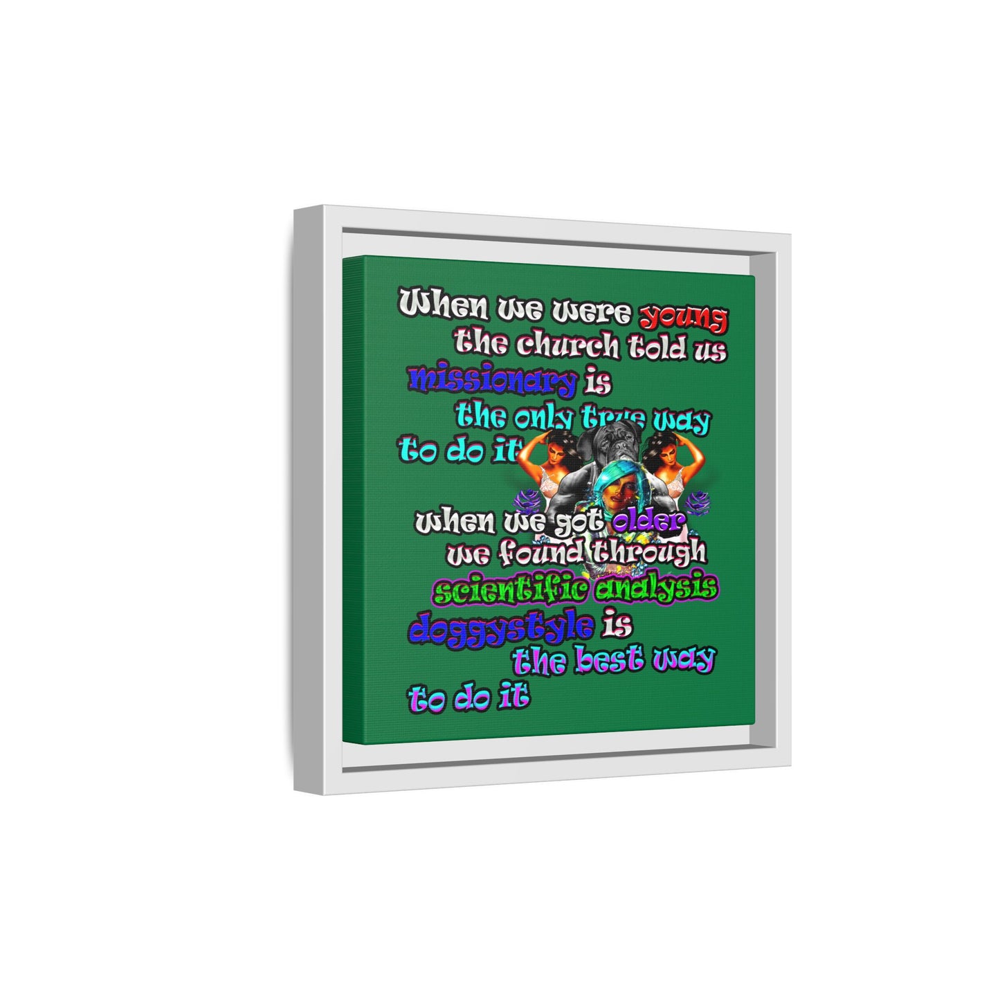 doggystyle - framed canvas art (dark green)