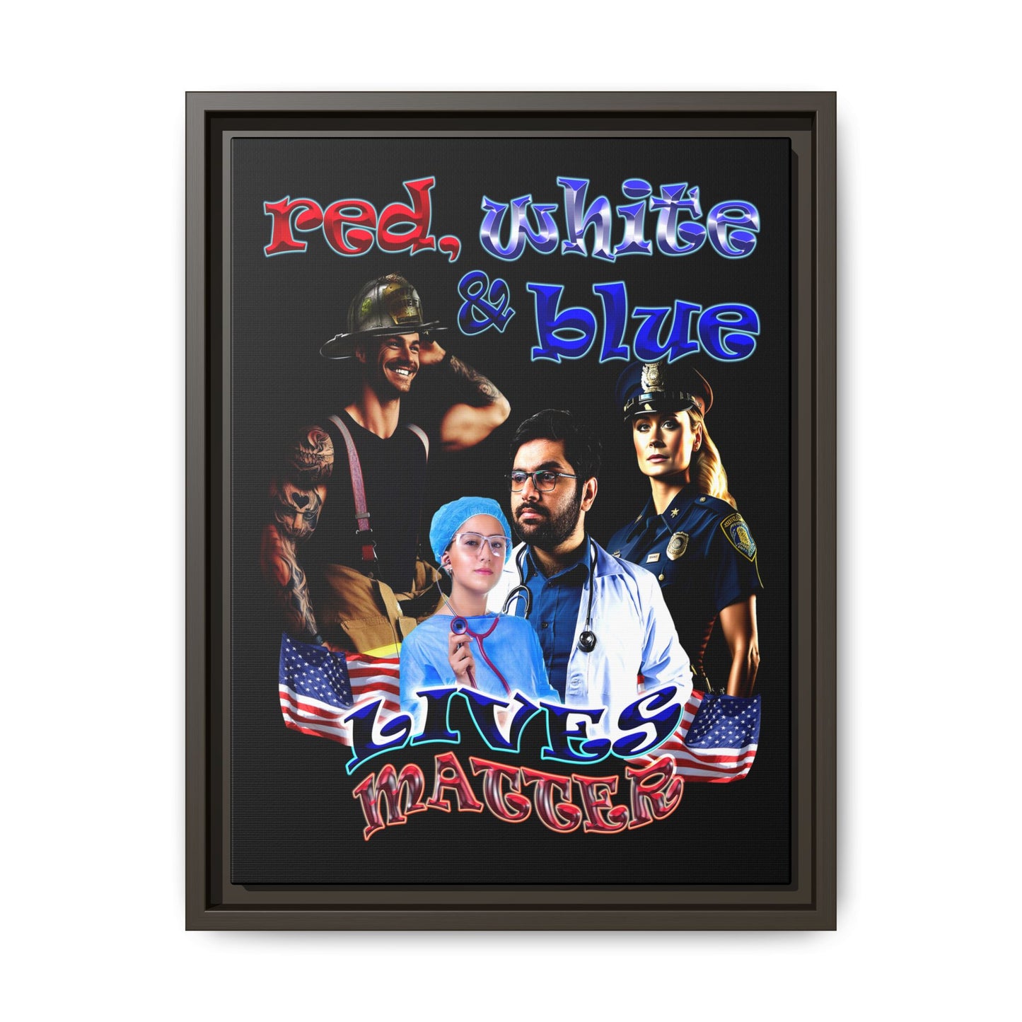 rw&b lives matter - framed canvas art (black)