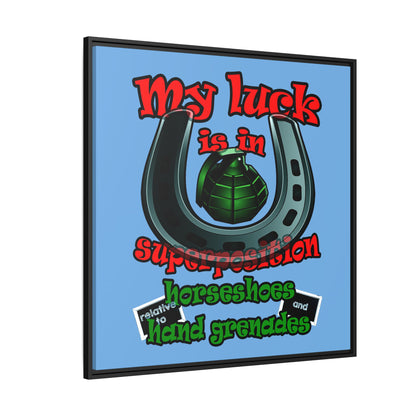 my luck - framed canvas art (light blue)