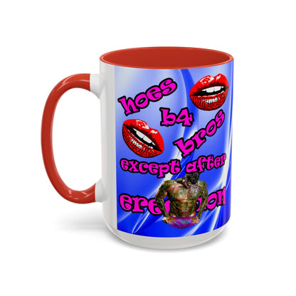 hoes b4 bros - Accent Mug (blue-white wave)
